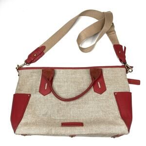 Nino Bossi | Beige Red Shoulder Bag Purse w/Adjustable Strap